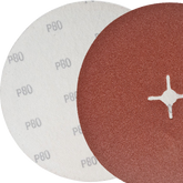 Corundum aluminum oxide hook-and-loop sanding discs, Ø 150 mm and Ø 180 mm, ideal for precise sanding work. High-quality abrasive for wood and metalworking.
