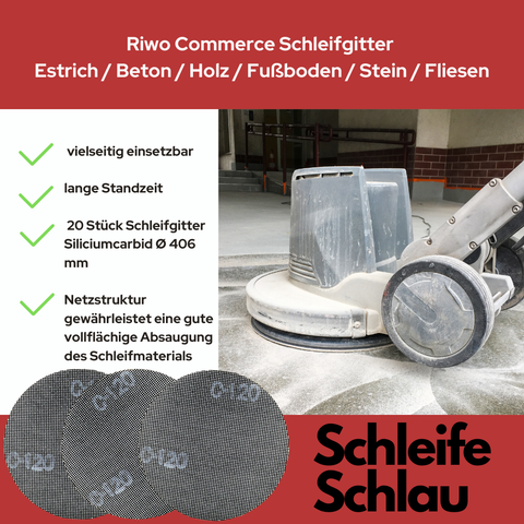 20 Stück Schleifgitter für Schleifmaschinen-Einscheibenmaschinen mit Ø 406 mm Treibteller. Doppelseitig verwendbar Siliziumkarbid Gitterschleifscheiben, ideal für Holz und Beton
