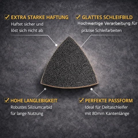 Siliziumkarbid Multitool Delta-Schleifblatt für Fensterreparatur und präzises Eckenschleifen von Fensterrahmen oder Türrahmen.