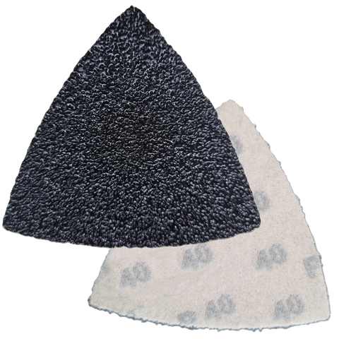 Dreieck‑Schleifblätter 80 mm Kantenlänge Siliziumkarbid ungelocht, für Multitool Oszillierer, 