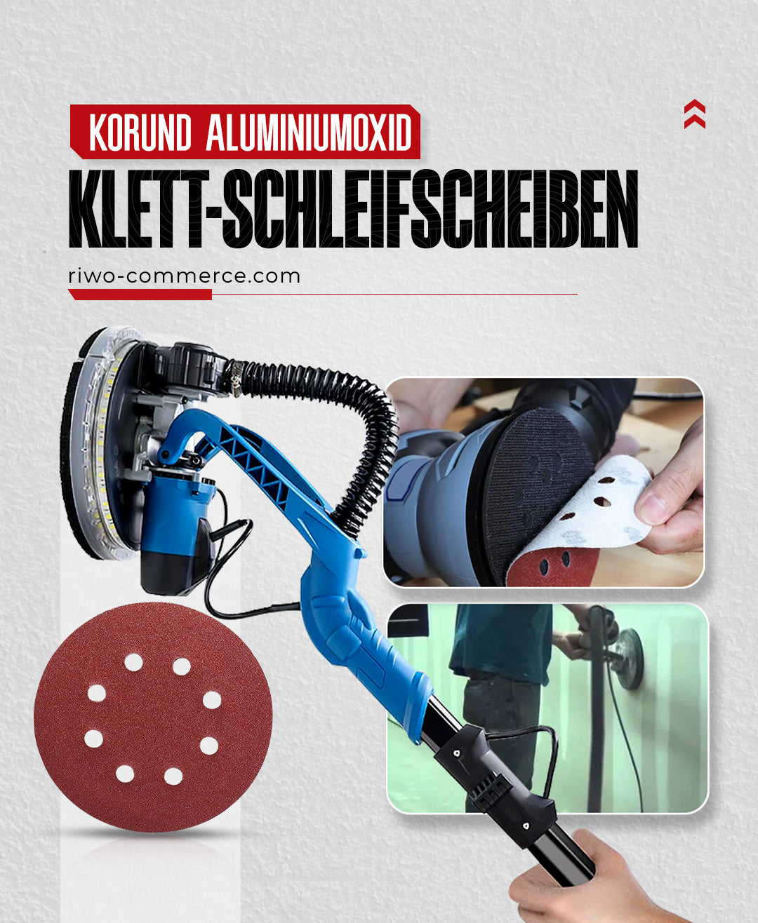 Application: Drywall sander with hook-and-loop attachment