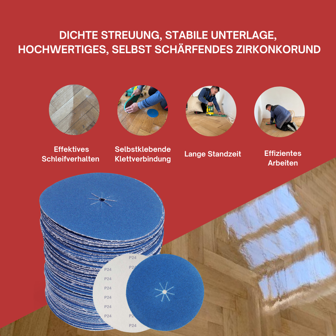 Zirkonkorund Klett-Schleifscheiben, Ø 150 mm und Ø 180 mm, ideal für präzise Schleifarbeiten. Hochwertiges Schleifmittel für die Bearbeitung von Holz und Metall.