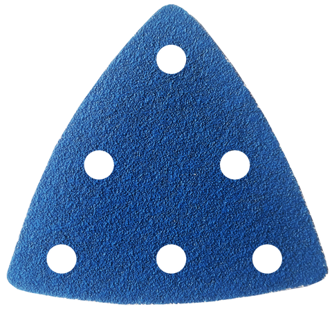 Zirkonkorund Klett-Schleifdreiecke, 93x93x93 mm, speziell für Deltaschleifer. Hochwertiges Schleifmittel für präzise Detail- und Kantenbearbeitung bei Holz- und Metallprojekten.