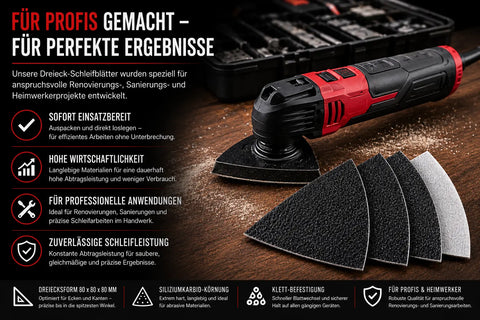 Professionelles Schleifsystem für Renovierung, Holzbearbeitung und präzise Schleifarbeiten in Ecken und Kanten.