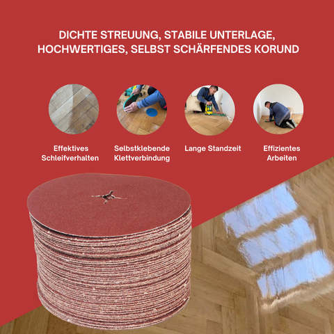 Korund Aluminiumoxid Klett-Schleifscheiben, Ø 150 mm und Ø 180 mm, ideal für präzise Schleifarbeiten. Hochwertiges Schleifmittel für Holz- und Metallbearbeitung.