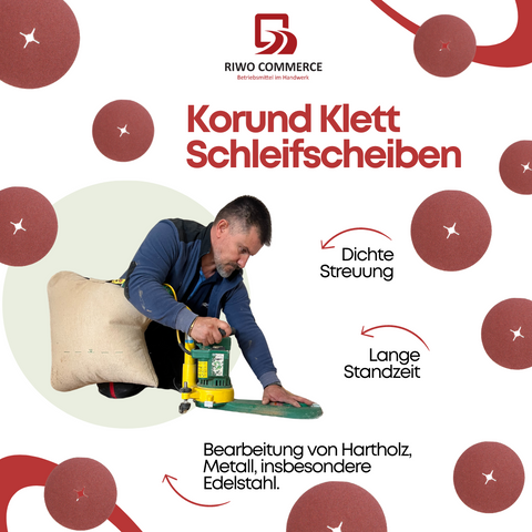 Korund Aluminiumoxid Klett-Schleifscheiben, Ø 150 mm und Ø 180 mm, ideal für präzise Schleifarbeiten. Hochwertiges Schleifmittel für Holz- und Metallbearbeitung.