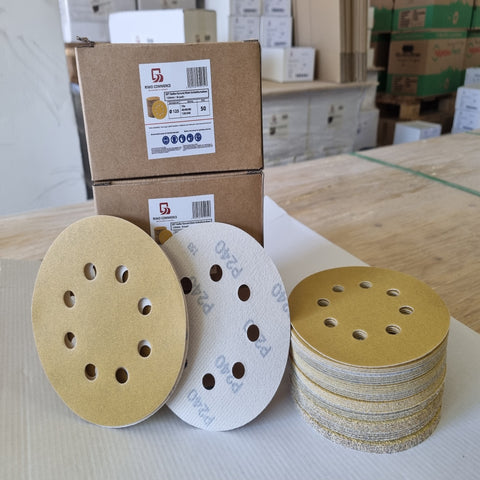 Professionelle 125mm Klett-Schleifscheiben – Dank dichter Streuung & robuster Unterlage extrem langlebig. Aluminiumoxid-Belag sorgt für schnelles & gleichmäßiges Schleifergebnis.

