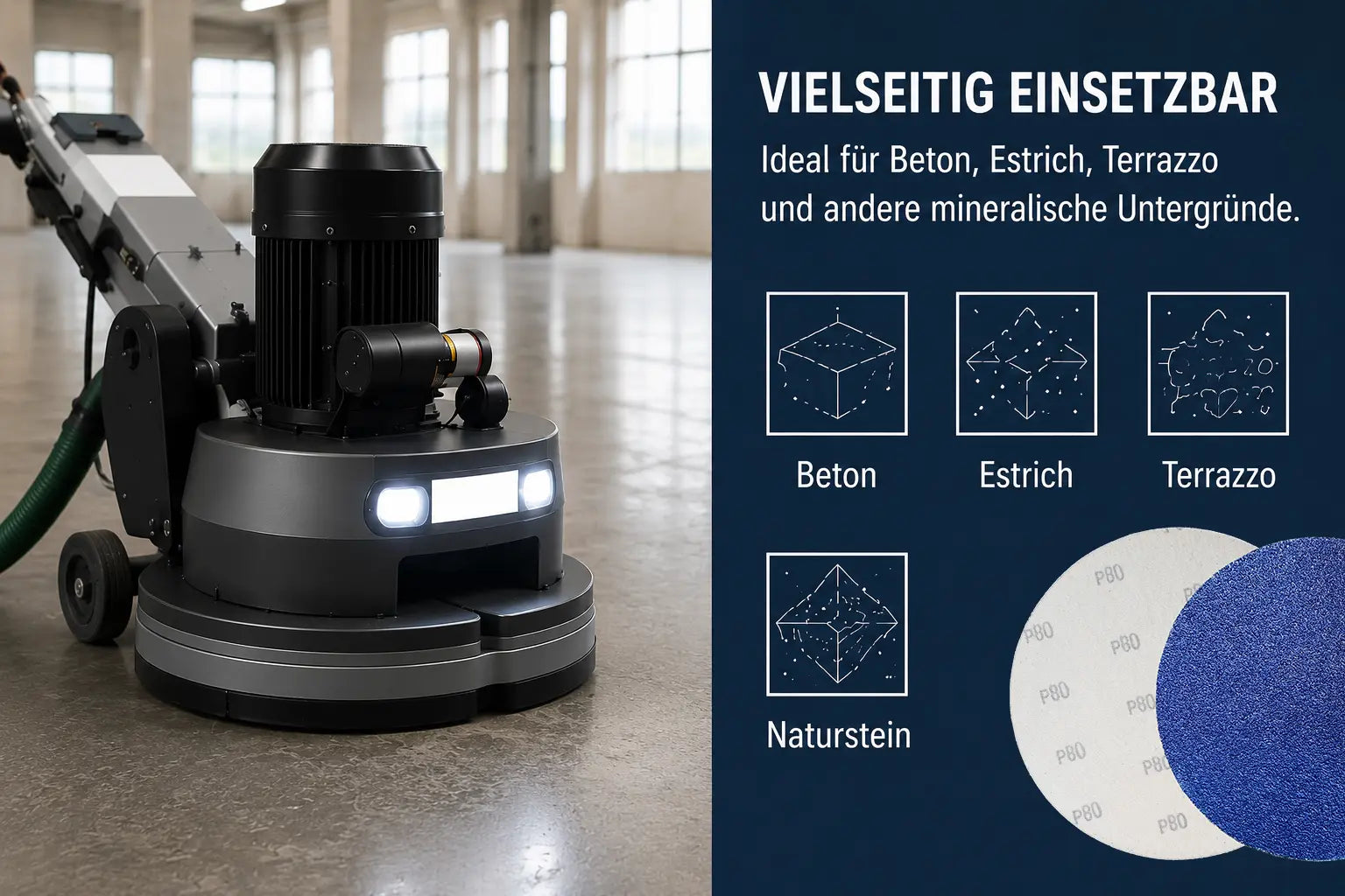 Zirkon Klettscheibe Ø 200 mm für Beton, Estrich, Terrazzo und Naturstein