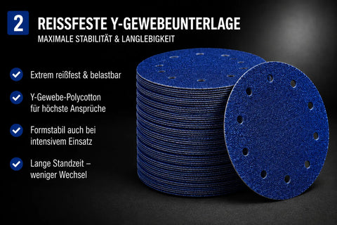 Großpackung mit 50 Zirkon Klettschleifscheiben Ø 178 mm 10-Loch für wirtschaftliches Arbeiten auf Großbaustellen, Parkettrenovierungen und Industrieprojekten.